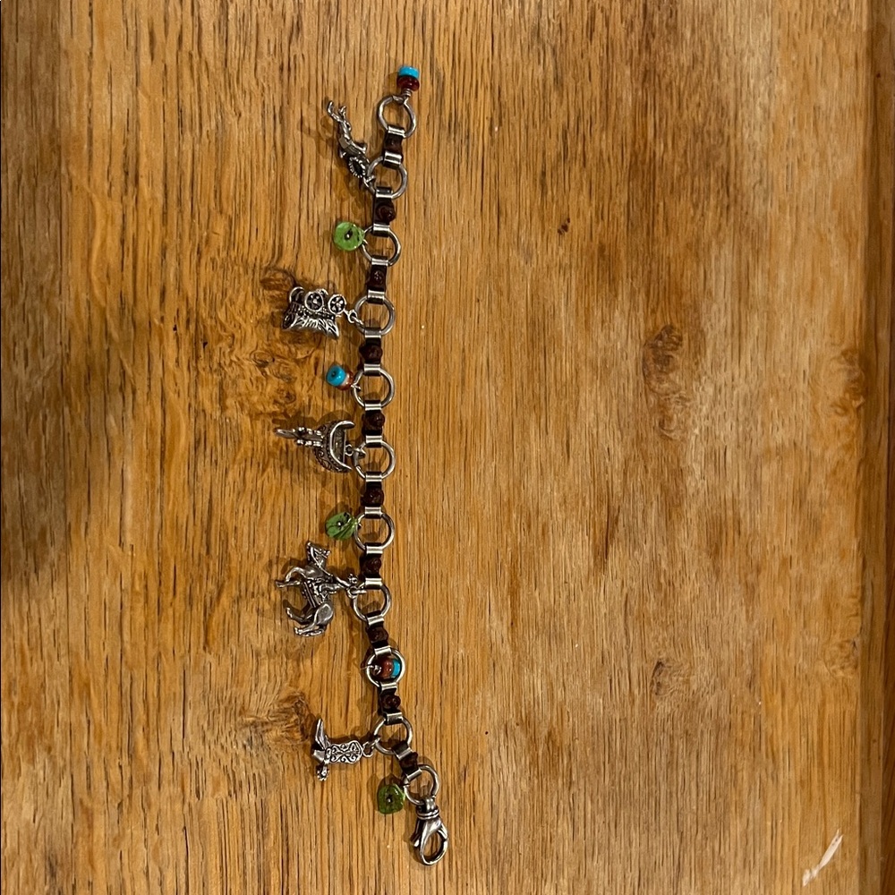 Sundance Western Charm Bracelet- sterling and leather